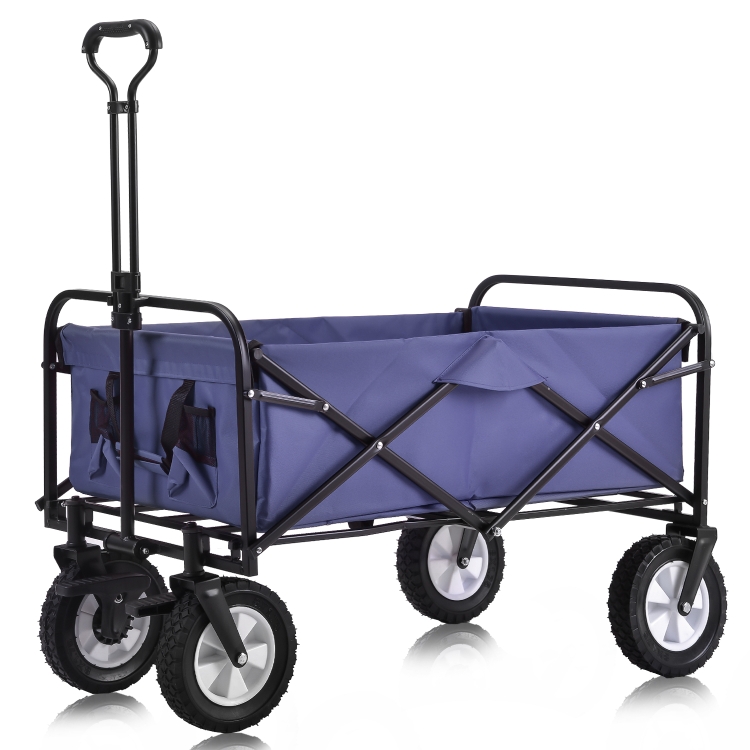 

[EU Warehouse] Outdoor Foldable Trolley with Wide Brake Wheel/Mesh Cup Holder/Adjustable Handle/Fabric Bag (Blue)
