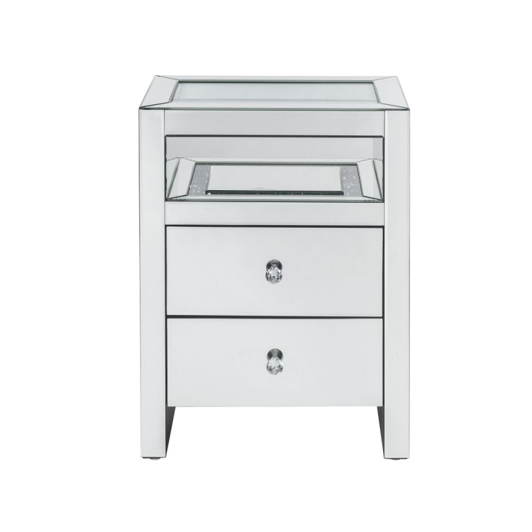 

[US Warehouse] Mirror Bedside Table with Drawer & LED, Size: 20x14x26 inch