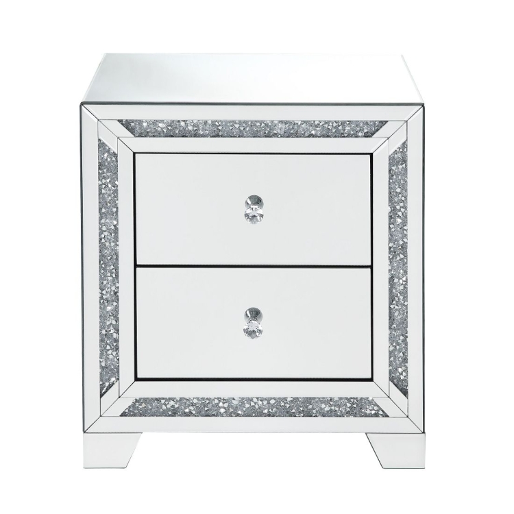 

[US Warehouse] Mirror Bedside Table with Drawers & Rhinestone Inlay, Size: 22x14x24 inch
