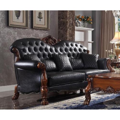 

[US Warehouse] PU Retro Sofa with Five Pillows, Size: 93x39x46 inch