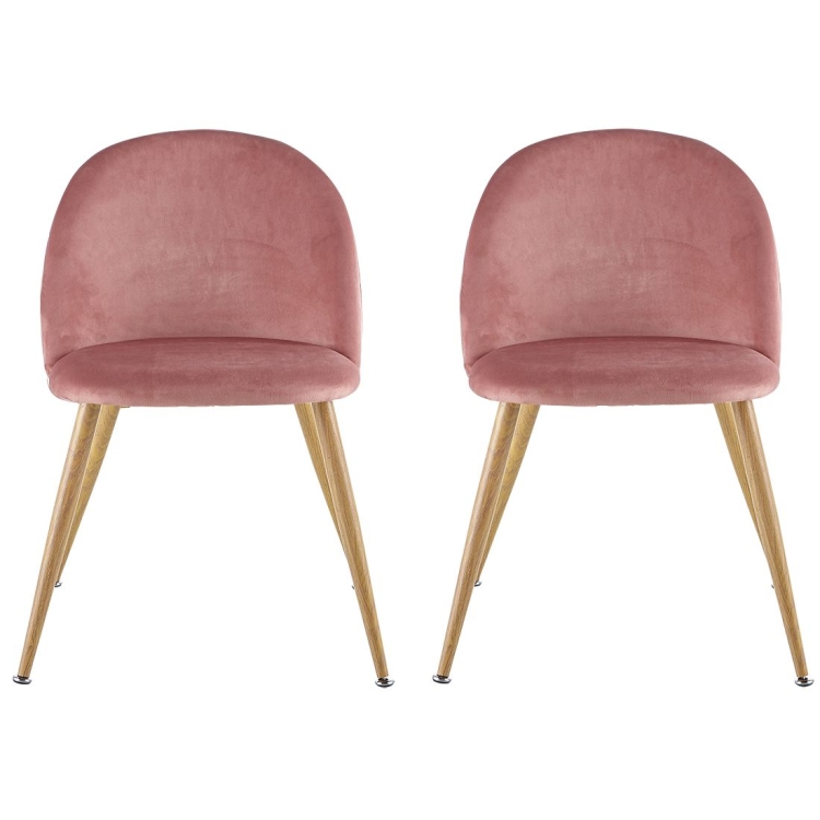 

[US Warehouse] 2 PCS Metal Velvet Dining Gaming Chairs, Size: 22.64x20.47x16.14 inch(Pink)