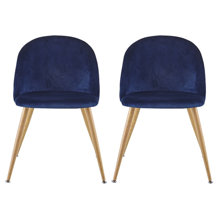 

[US Warehouse] 2 PCS Metal Velvet Dining Chair, Size: 22.64x20.47x16.14 inch(Blue)