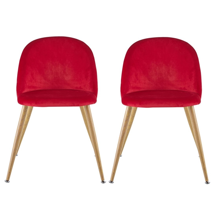 

[US Warehouse] 2 PCS Metal Velvet Dining Chair, Size: 22.64x20.47x16.14 inch(Red)