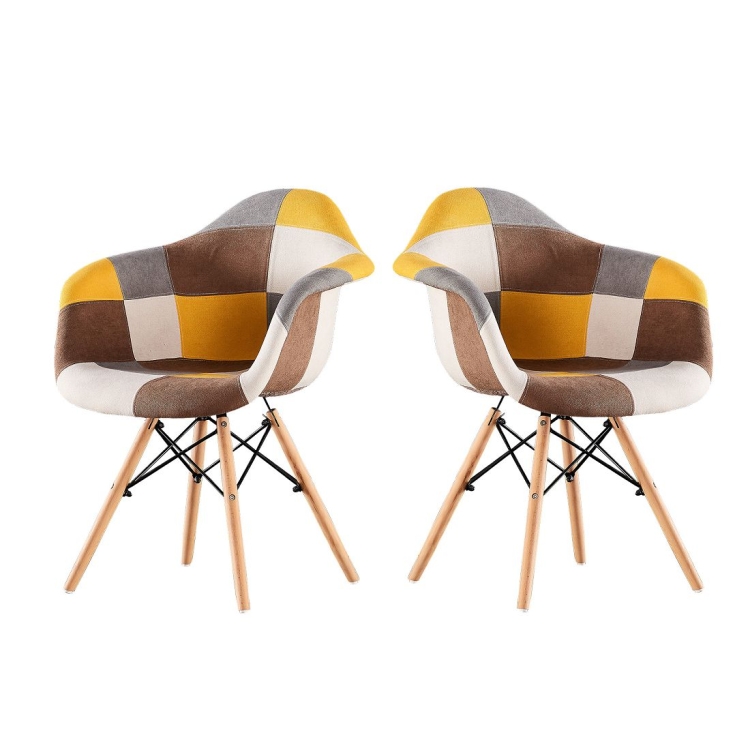 

[US Warehouse] 2 PCS Simple Retro Handmade Stitching Fabric Lounge Chair, Size: 23.62x24.8x32.28 inch