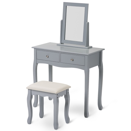 

[UK Warehouse] Makeup Dressing Table Set with Mirror and Stool (Grey)