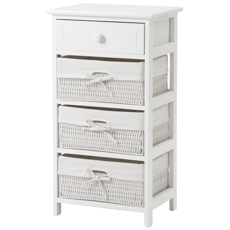 

[UK Warehouse] White Storage Shelf with Basket for Bedroom Living Room Bathroom，Size：74.5x40x30cm