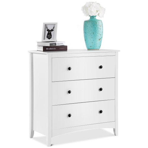 

[UK Warehouse] Large Chest of 3 Drawers White Cabinet Storage Unite Wood Anti-Bowing Supports, Size：84x80x41cm