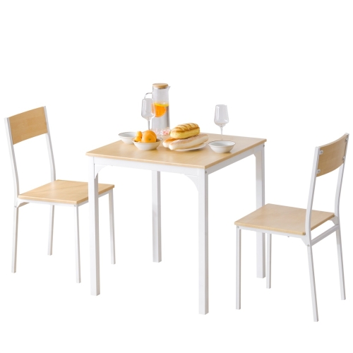 

[UK Warehouse] Dining Table and 2 Chairs Wooden Steel Frame Kitchen Dining Table Set