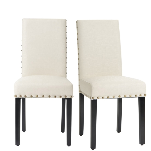 

[UK Warehouse] 2 PCS/Set Fabric Dining High Back Chairs for Kitchen Living Room (Beige)