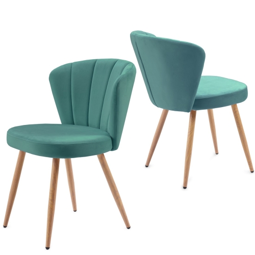 

[UK Warehouse] 2 PCS/Set Velvet Fabric Oyster High Back Chairs for Living Room / Bedroom(Green)