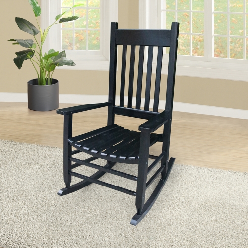 

[US Warehouse] Indoor and Outdoor Universal Solid Wood Rocking Chairs with Armrests & Soft Cushions, Size: 46.5 x 33.5 x 26 inch(Black)