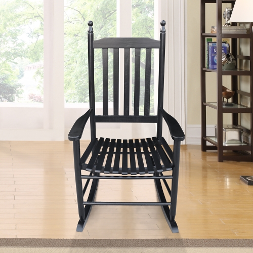 

[US Warehouse] Indoor and Outdoor Universal Solid Wood Rocking Chairs with Armrests & Soft Cushions, Size: 45.25 x 32.9 x 24.5 inch(Black)