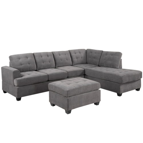 

[US Warehouse] Living Room Three-seat Sofa Multifunctional Sofa Bed with Recliners & Storage Ottoman & Pillows