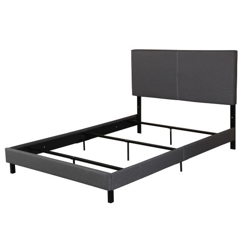 

[US Warehouse] Faux Linen Upholstered Platform Bed Frame Queen Size Bed