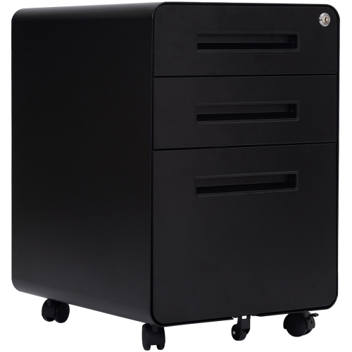 

[US Warehouse] 3-Drawer Mobile File Cabinet Wheel Anti-tilt Mechanism Casters Lockable Storage Cabinet(Black)