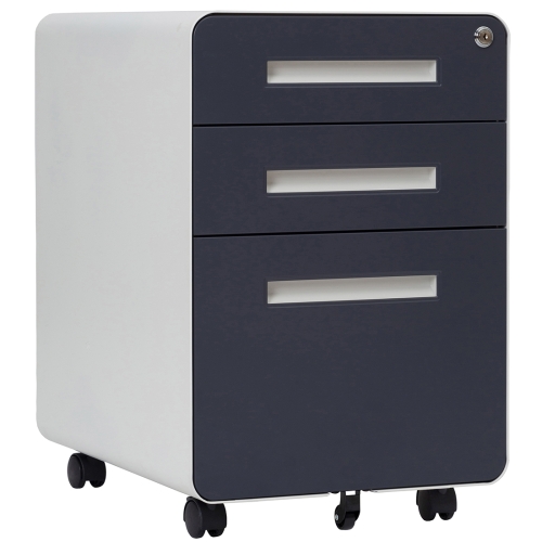 Sunsky Us Warehouse 3 Drawer Mobile File Cabinet Wheel Anti Tilt Mechanism Casters Lockable Storage Cabinet Gray