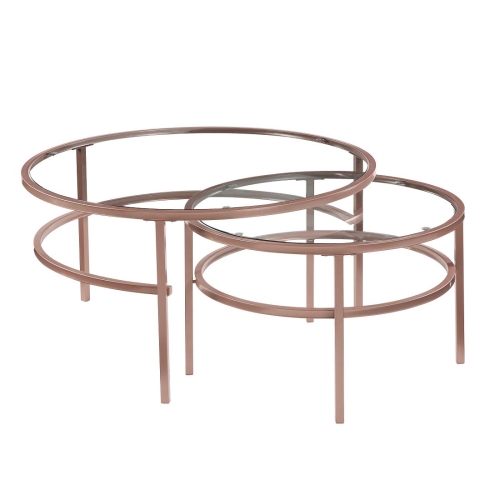 Sunsky Us Warehouse Mid Century Modern Elegant Glass Nesting Round Coffee Table Set