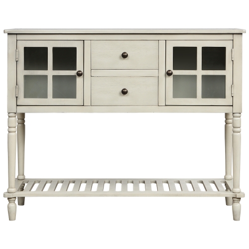 

[US Warehouse] Farmhouse Buffet Living Room Storage Cabinet Sideboard Console Table with Bottom Shelf, Size: 107 x 36 x 87cm(Antique Grey)