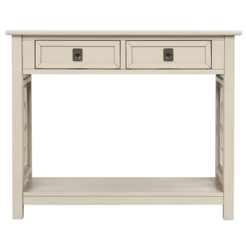 

[US Warehouse] Entryway Accent Sofa Table Storage and Displaying Decor Console Table with 2 Drawers and Bottom Shelf, Size: 91 x 36 x 76cm(Antique Gray)
