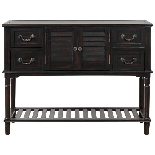 

[US Warehouse] Console Table Sideboard Entryway Sofa Table with Shutter Doors and 4 Storage Drawers, Size: 115 x 38 x 87cm(Espresso)