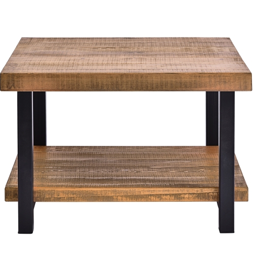 

[US Warehouse] Living Room Rustic Natural Coffee Table with Storage Shelf, Size: 67 x 67 x 46cm