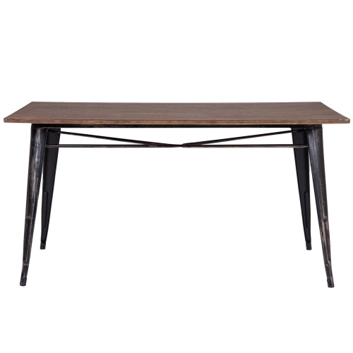 

[US Warehouse] Antique Style Rectangular Dining Table with Metal Legs, Size: 150 x 91 x 76cm(Distressed Black)