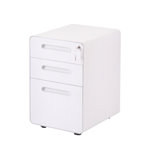 

[US Warehouse] Lock Design Office File Cabinet with Wheels, Size: 48 x 38 x 55cm(White)