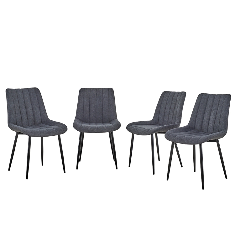 

[US Warehouse] 4 PCS / Set PU + Soft Upholstery Breathable and Comfortable Dining Chair(Black)