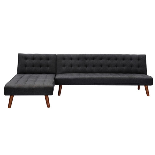 

[US Warehouse] Multi-functional Convertible Sectional Sofa Bed with Wood Legs(Black)