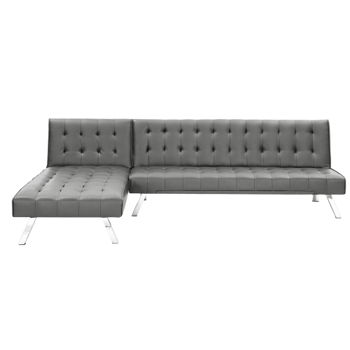 

[US Warehouse] Multi-functional Convertible Sectional PU Sofa Bed with Metal Legs(Gray)