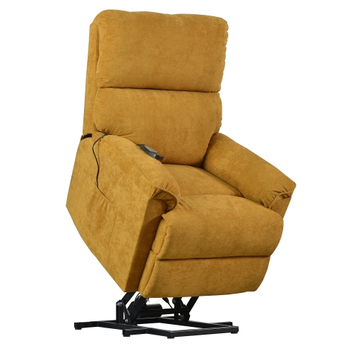 

[US Warehouse] Soft Fabric Upholstery Recliner Living Room Sofa Chairs Power Lift Chairs with Massage & Remote, US Plug(Yellow)