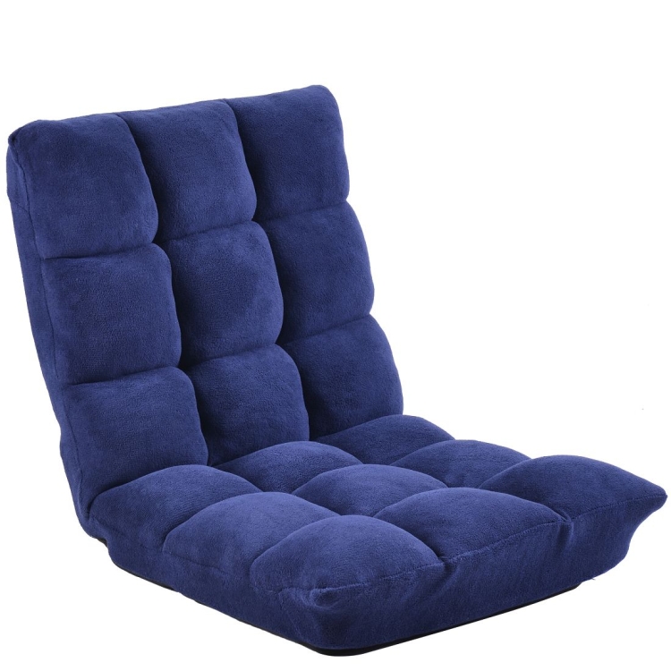 

[US Warehouse] Fabric Upholstered Folding Lazy Sofa Chair Adjustable Floor Sofa Chair (Navy Blue)
