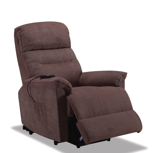 

[US Warehouse] Soft Fabric Upholstery Recliner Living Room Power Lift Sofa Chairs with Remote, US Plug(Brown)