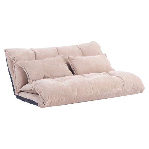 

[US Warehouse] Leisure Adjustable Folding Sofa Bed with Two Pillows(Beige)