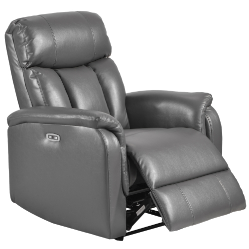 

[US Warehouse] PU Leather Upholstery Lounge Chairs Power Motion Recliner with USB Charge Port, US Plug(Dark Gray)