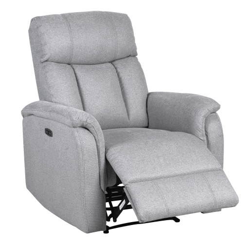 

[US Warehouse] PU Leather Upholstery Lounge Chair Power Motion Recliner with USB Charge Port, US Plug(Gray)