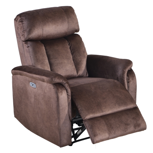 

[US Warehouse] PU Leather Upholstery Lounge Chairs Power Motion Recliner with USB Charge Port, US Plug(Brown)