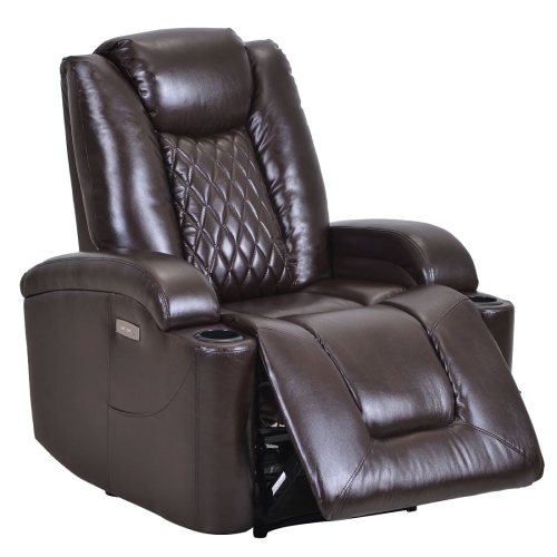 

[US Warehouse] PU Lounge Chair Power Motion Recliner with USB Charge Port & Cup Holder, US Plug(Brown)