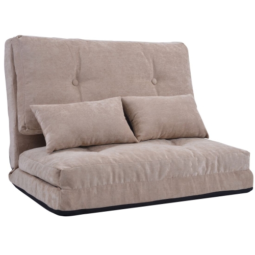 

[US Warehouse] Leisure Adjustable Folding Sofa Bed with Two Pillows(Beige)