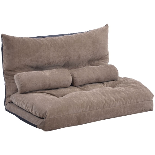 

[US Warehouse] Leisure Adjustable Folding Sofa Bed with Two Pillows(Light Brown)