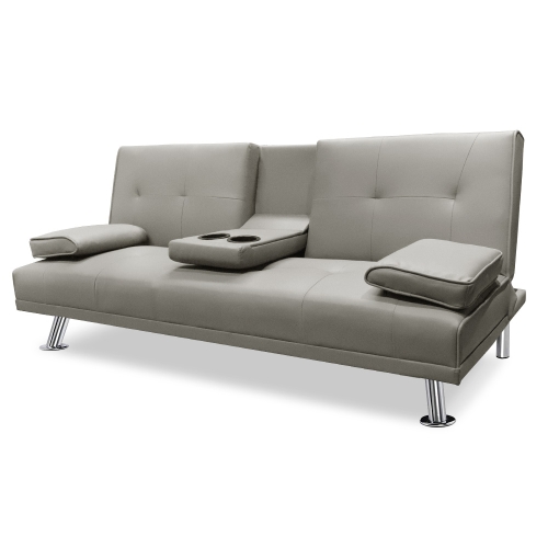 

[US Warehouse] Multifunctional Solid Wood Frame Cushioned PU Modern Simple Sofa(Gray)