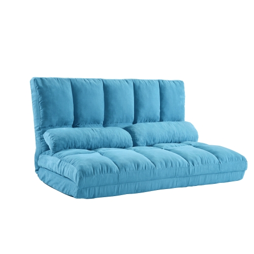 

[US Warehouse] Double Chaise Lounge Floor Couch Sofa with Two Pillows(Blue)