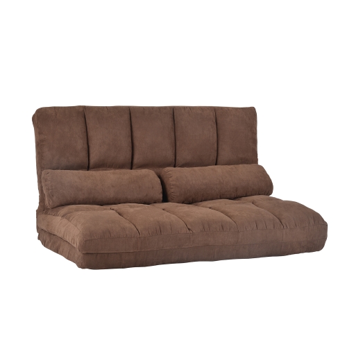 

[US Warehouse] Double Chaise Lounge Floor Couch Sofa with Two Pillows(Brown)