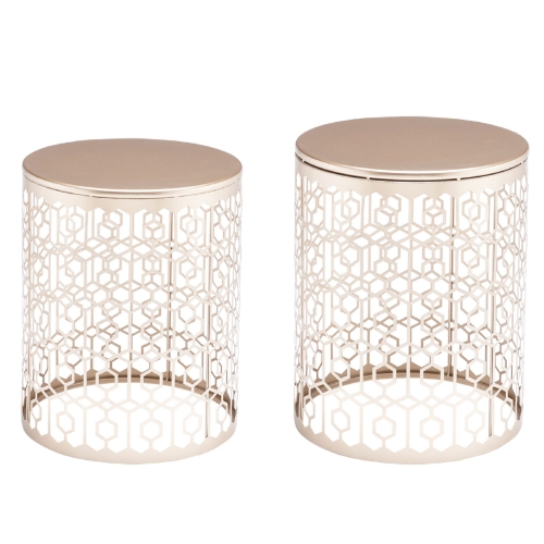 

[US Warehouse] 2 PCS Hollow Cylindrical Side Tables