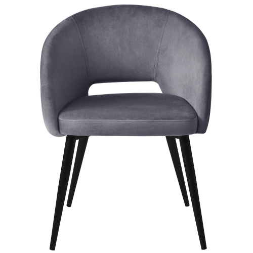 

[UK Warehouse] Velvet Armchair Dining Chairs with Armrests & Backrest & Steel Legs(Gray)