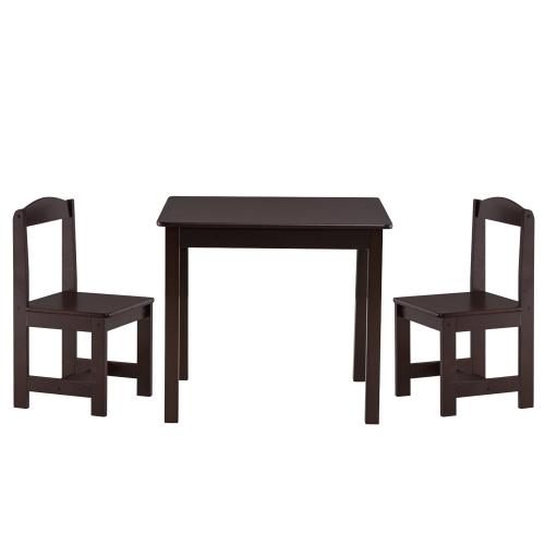 

[US Warehouse] 3 in 1 Children Solid Wood Table + 2 Chairs Set, Table Size: 60 x 60 x 52cm, Chair Size: 53 x 29 x 27cm(Coffee)