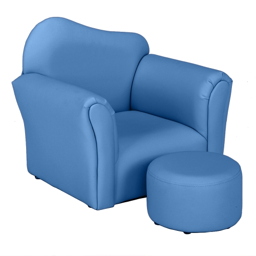 

[US Warehouse] Children Single Sofa PVC Sofa with Curved-back & Footrest, Size: 22 x 20.1 x 16.1 inch(Blue)