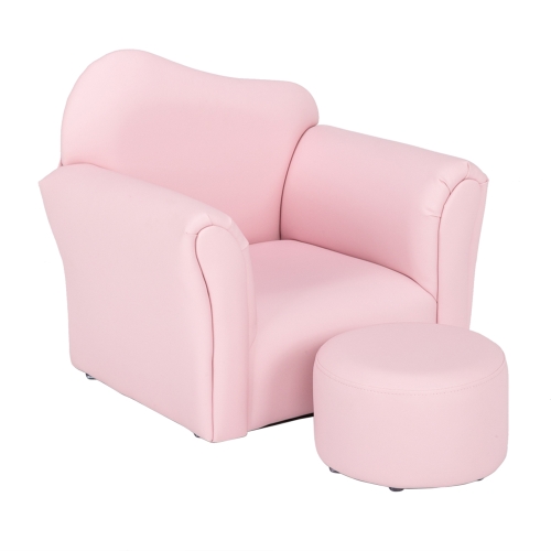 

[UK Warehouse] Children Single Sofa PVC Sofa with Curved-back & Footrest, Size: 22 x 20.1 x 16.1 inch(Pink)