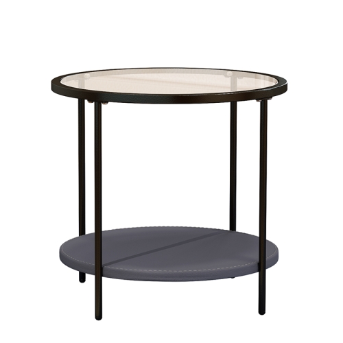 

[US Warehouse] Coffee Table Share with Pets Multi-function Tempered Glass Round Shape Tabletop Tea Table, Size: 21.6x21.6x20.2 inch