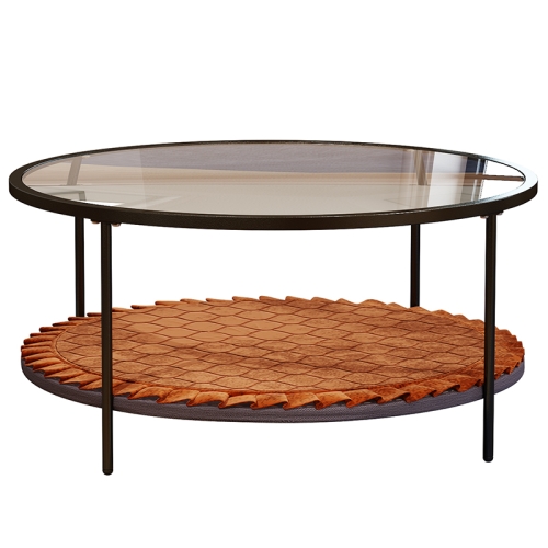 

[US Warehouse] Coffee Table Share with Pets Multi-function Tempered Glass Round Shape Tabletop Tea Table, Size: 33.4x33.4x16.2 inch